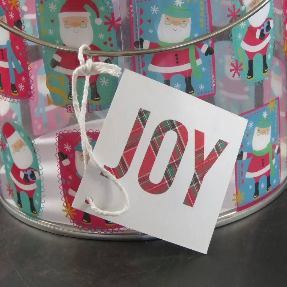 Christmas Nesting Tins Cans Set of 3 Cookies Candy Snack Santa Clear Decorative